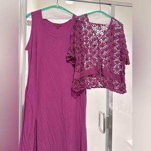 Jessica London set: plus size 18 long maxi dress and crocheted cardigan